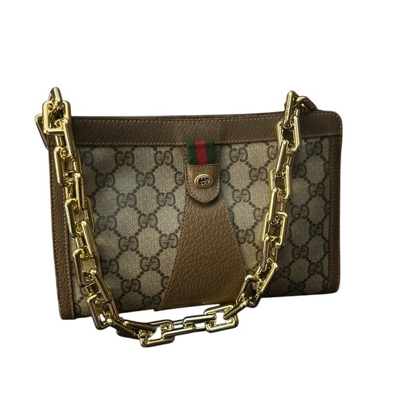 Vintage Gucci Clutch Bag Sherry Line Green/Red  Brown Canvas Authentic - Picture 12 of 12